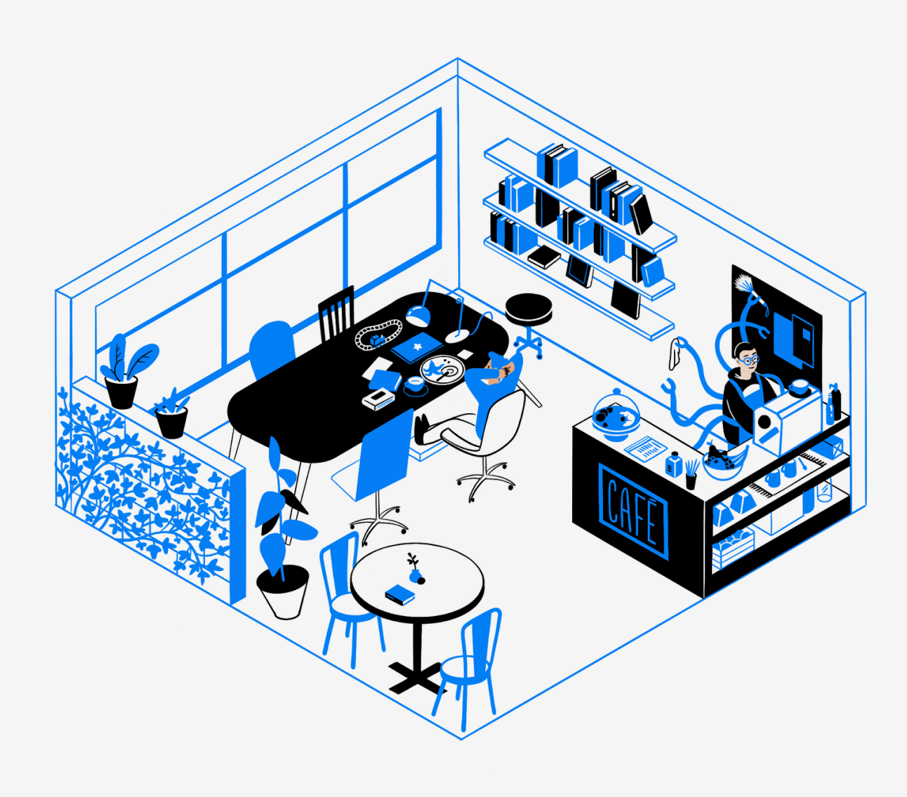 Illustration 'Inside the library'